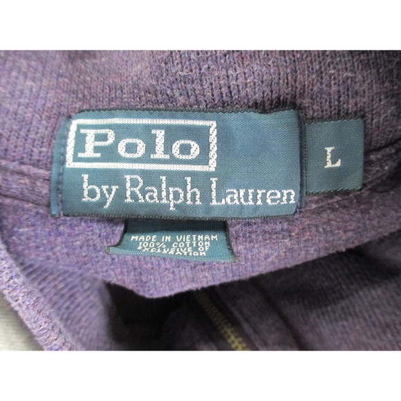 Ralph Lauren Sweater Mens Large Purple Knit Pullover Cotton 1/4 Zip Pony Casual* - Picture 9 of 9